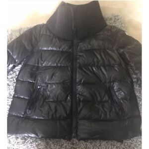Moncler Women's Waist Length Puffer with Wool Sweater Details